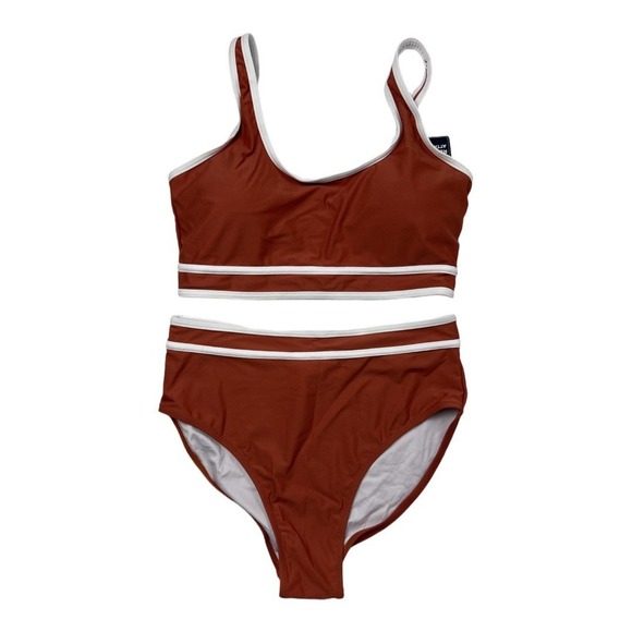 Blooming Jelly Women's High Waist Bikini Sets Sporty Color Block Two Piece Set M - Picture 3 of 9